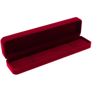 EMSea Halsketten-Display-Box, rechteckig, Samt, Halskette, Schmuckkästchen, Schmuck-Organizer, dekoratives Accessoire für Frauen, Damen, Mädchen, Hochzeit, Rot