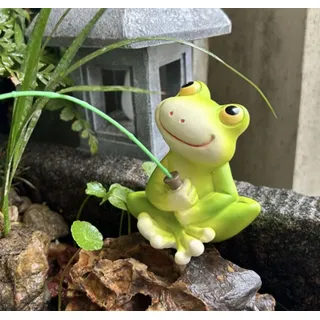 Yarteim Miniteich Deko Angeln Figur,Gartendeko für Draußen Wetterfest,Frosch Teich Deko Garten,Teichdeko für Draußen Angler Frosch Figuren,Frösche Gartenfiguren Harz Statue für Blumentopf Hof