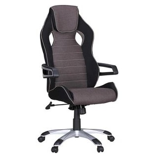 AMSTYLE Gaming-Stuhl SPM1.257 , Stoff grau / weiß, Kopfstütze, mit Armlehnen