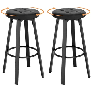 Woltu Barhocker 2er Set Φ 35,5 cm gepolstert Schwarz