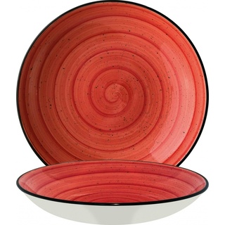 6x Bonna Aura Passion Bloom Teller rund 25cm 130cl 5cm tief Rot Creme Porzellan APSBLM25CK Suppenteller Pasta Speise Geschirr