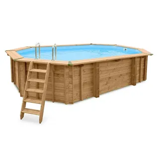 Holzpool "Java" ø 6,40 x 4,00 m/ 1,38m POOLROBOTER ULTIMATE SET