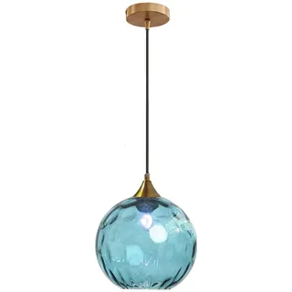Tropibed Bunt Glaskugel Pendelleuchte, 20cm Wasser-Muster Glas Lampenschirm, Lampenfassung E27 Glas Hängeleuchte Für Küche Schlafzimmer Wohnzimmer Kronleuchter (Blue)