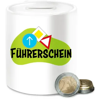 Spardose - Sparen für den Führerschein Fahrausweis Lappen - Unisize - Weiß - Moped Auto Kasse