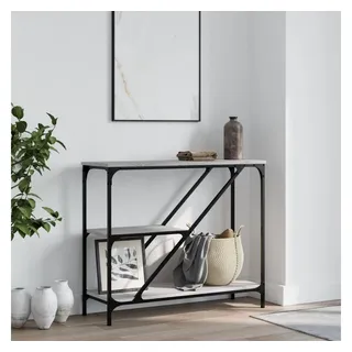 furnicato Konsolentisch 88,5x30x75 cm Grau Sonoma Holzwerkstoff & Stahl (1-St), Beistelltisch mit Stauraum, verstellbaren Beinen und Wandhalterung grau