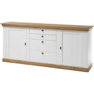 Home affaire Sideboard Cremona, Sideboard, moderner Schrank, Kommode im Landhausstil, Metallgriffe, ausreichend Stauraum, vielseitig einsetzbar 210 cm breit weiß