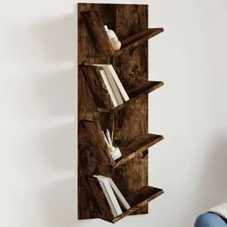 vidaXL Wand-Bücherregal mit 4 Fächern Räuchereiche 33x16x90 cm