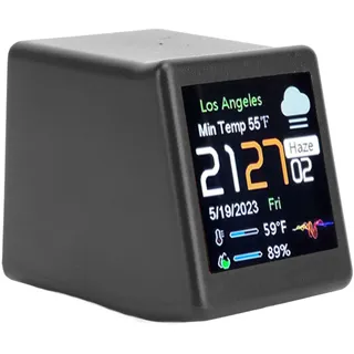 Elektronische Lcd-tischuhr Mit Digitalanzeige, Kalender, Temperaturanzeige, Wettervorhersage, Wlan-verbindung, Farbe: Schwarz.