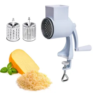 Käsereibe Mit Kurbel, Trommelreibe Edelstahl, Reibe Für Mit 2 Trommelblättern, Parmesanreibe Elektrisch, Reibe Küche Schnelles Schneiden, Küchenreibe Für Gurken, Käse Und Nüsse, Karotten