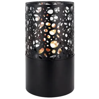 JHY DESIGN Feuerschale 29cm Hoch Tisch-Feuerschale Tisch-Kami Windlichter aus Metall und Glas, (1-St), für Innen und Außenbereich Schwarz schwarz