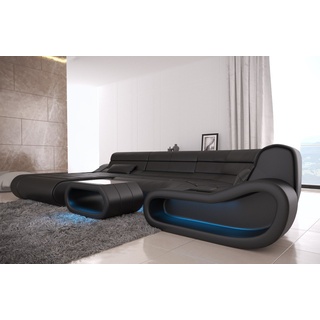 Sofa Dreams Wohnlandschaft »Concept - U Form Ledersofa«, Couch, mit LED, Designersofa mit ergonomischer Rückenlehne schwarz
