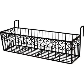ecosoul Blumenkasten BALCONI Metall Blumenkorb H/B/T 18,5/64/19,5 cm Eisen, dunkelrostfarben lackiert zur Befestigung am Zaun Balkongeländer länglich rechteckig