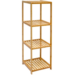 Badregal 38x39,5x124,5cm Bambus Holz Regal 4 Fächer Bad Badezimmer Standregal