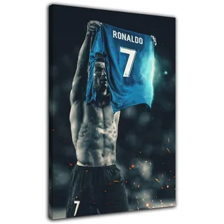 HOPNRU Cristiano Ronaldo Poster Fußball Sport Wandkunst Bild Druck Leinwand Gemälde Modernes Zuhause Wohnzimmer Jungen Schlafzimmer Dekor Poster (30x45cm-Gerahmt)