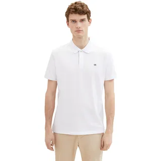 Tom Tailor Herren Basic Piqué Poloshirt - White, S