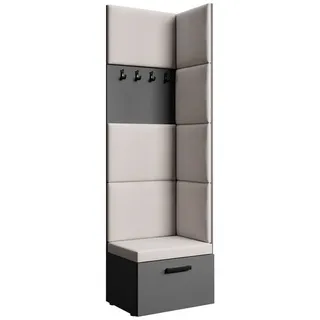 Beautysofa Garderobenschrank mit gepolsterten Paneelen MARGARET V modernes Design, mit praktischen Kleiderhaken grau