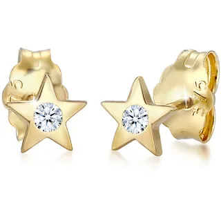 Paar Ohrstecker ELLI DIAMONDS "Stecker Stern Astro Diamant (0.03ct) 375 Gelbgold" Ohrringe Gr. OneSize, 0.006 carat ct P1 = bei 10-facher Vergrößerung erkennbare Einschlüsse mit Diamanten, Gelbgold 375, goldfarben (gold, weiß) Damen Ohrstecker