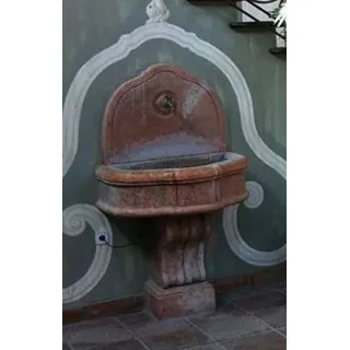 Casa Padrino Luxus Barock Wandbrunnen Antik Braun 85 x 58,5 x H. 146 cm - Prunkvoller Barockstil Keramik Brunnen - Barock Garten Brunnen - Barock Deko Accessoires