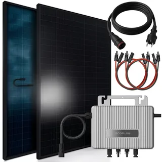 sunniva Balkonkraftwerk Full Black Bifacial 800W inkl. Eco Flow Wechselrichter + 2 x 460W Solarpanels