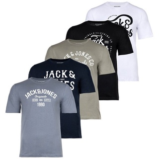 Jack & Jones T-Shirt Herren T-Shirt, 5er Pack - JJLEOGRA TEE CREW NECK blau|bunt|grün|schwarz