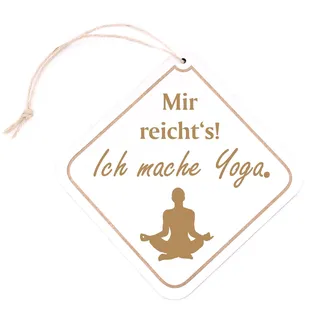 Yoga Schild Holzschild Raute graviert - Mir reichts, ich mache Yoga - Türschild zum Anhängen 12,5x12,5cm
