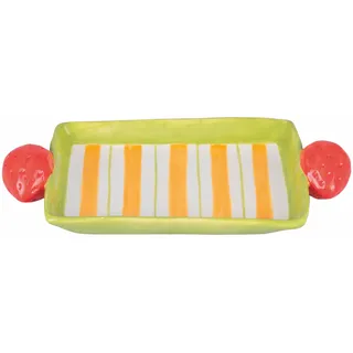 Villa d'Este Home Tivoli 2011 Tablett aus Keramik, 15,5 x 11 cm, Griffe Erdbeer-Design, Fruit Life
