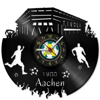 GRAVURZEILE Schallplattenuhr Aachen - 100% Vereinsliebe - Upcycling Design Wanduhr aus Vinyl Made in Germany