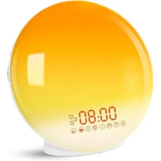 Wecker Mit Sonnenaufgangs- Und Sonnenuntergangssimulation, 7 Naturgeräuschen, Fm-radio, Schlummerfunktion, Für Erwachsene & Kinder