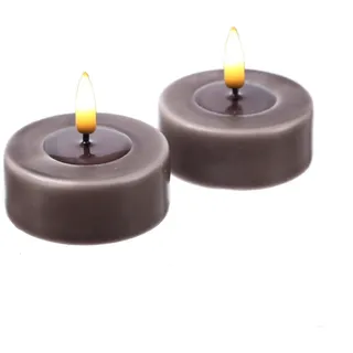 Deluxe Homeart LED Maxi Teelichter Mia flackernd Echtwachs D: 6,1cm mokka braun 2St.