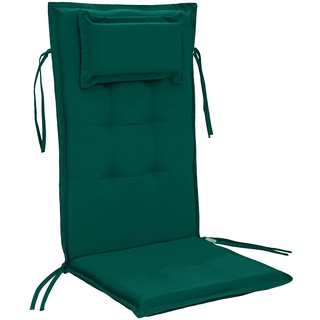 Gardenista Garden Premium High Back Chair Tufted Seat Pad | Wasserabweisendes Material | Outdoor Indoor Sitzpolster | Sichere Befestigungen | Weiche, robuste und Bequeme Schaumfüllung (Grün)