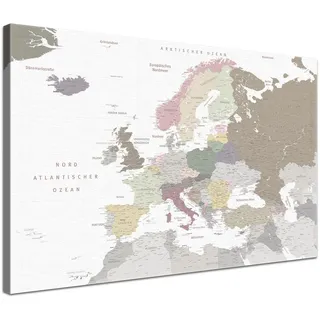 LANA KK Europakarte Pinnwand Leinwand White Deutsch 80 × 60 cm