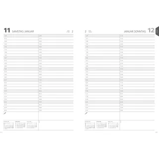 Adina 2025 ADINA Buchkalender A4 schwarz 1 Tag auf 1 Seite auch sonntags Balacron-Einband dickes 80g Papier