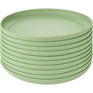 GRÄWE Linea Frühstücksteller-Set 10-tlg, Kunststoff, Ø 18 cm, hellgrün matt | Leicht und robust, stapelbar, für Frühstück, Kuchen und Desserts, mikrowellengeeignet, spülmaschinengeeignet bis 50 °C