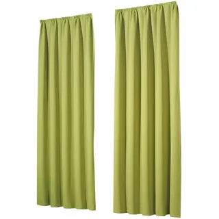 heimtexland Vorhang Blickdicht Thermovorhang Verdunklungsvorhänge 2er Set Kräuselband Deko Gardine isolierend Kälteschutz Sonnenschutz Ökotex Fensterdeko Typ139 Pistazien Grün HxB 145x135 cm