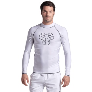 ARENA Herren UV-Schutz Rash Graphic Langarm Shirt, White-black, XL