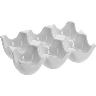 Eierhalter im Eierschachtel Design - Keramik Eierbecher für 6 Eier - 15x10x4cm