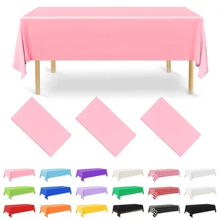 NACHLYNN 3 Stück Einweg Tischdecke 137 x 274 cm Rosa Rechteckige Tischabdeckung Wasserdicht Gartentischdecke für Festivals Party Hochzeiten Brautpartys Geburtstag Dekorationen