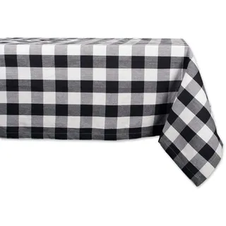 DII Buffalo Check Collection Klassische Bauernhaus-Tischdecke, Baumwolle, Schwarz und Weiß, 104" x 60" (Rectangular)