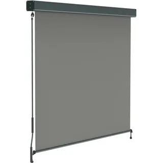 paramondo Außenrollo Senkrechtmarkise 2000 Balkonmarkise Balkonrollo Sonnenschutz, mit Kassette & Kurbelbedienung, 160 x 250 cm, Grau, Gestell Anthrazit
