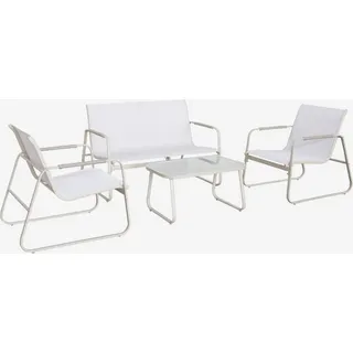 sweeek Gartenlounge-Set aus Stahl 4 Plätze beige