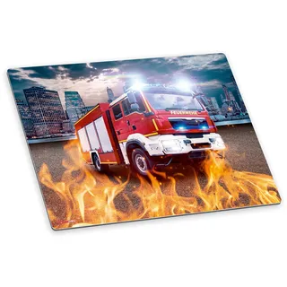 itenga Schreibtischunterlage Feuerwehr Feuerwehrauto abwischbar rutschfest glatt Kunststoff