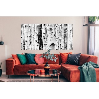 MuchoWow Poster Bäume - Holz - Schwarz und weiß - Natur, (1 St), Bild für Wohnzimmer, Schlafzimmer, Wandposter, Ohne Rahmen, Wanddeko bunt Rechteckig - 150 cm x 75 cm
