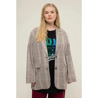 Studio Untold Blusenblazer Oversized-Blazer Karo Revers Langarm braun 46/48