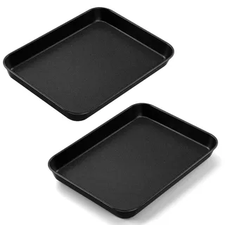 HaWare Mini Backblech Klein, Antihaft Kuchenblech Ofenblech 2er Set, 23,7 x 17,7 x 2,5 cm, Rechteckiges Backform für Backen Kochen Servieren, Gesund & Rostfrei, Leicht zu Reinigen