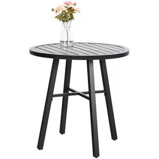 PHIVILLA Outdoor Garten Beistelltisch Rund Balkontisch Kleine Gartentische Terrassentisch Kaffeetisch Terrasse Couchtisch Metall Rund Schwarz