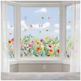 MOPUEA Wandtattoo Dekorative Wandaufkleber, Blumen Fenster Wandsticker Pflanzen/Sterne (Wanddeko Modern für Kinderzimmer Schlafzimmer Wohnzimmer), 3D-Wandtattoo, Wandsticker, Wandtattoo