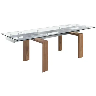 ac angel cerda Ausziehtisch 160 x 75 x 90 cm Walnuss/Transparent