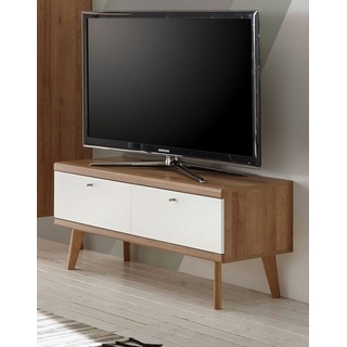 Furn.Design Lowboard Helge (TV-Unterteil in weiß und Eiche Riviera, 107 x 50 cm), skandinavisches Design weiß