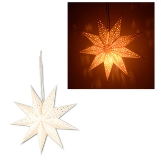 Riffelmacher 76614 - Fensterdeko Stern, 1 Stück, Größe 45 cm, Weiß, aus Papier mit Sternenmotiv, zum Beleuchten geeignet, Dekoration für Weihnachten, Hängedekoration, Beleuchtung (nicht enthalten)