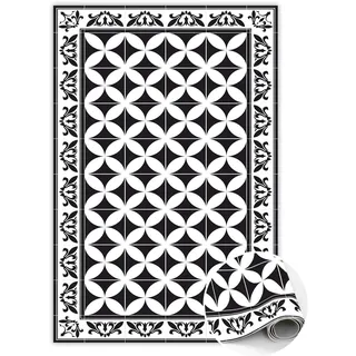 Tulup Vinylteppich 60 x 90 cm Schwarz/Weiß